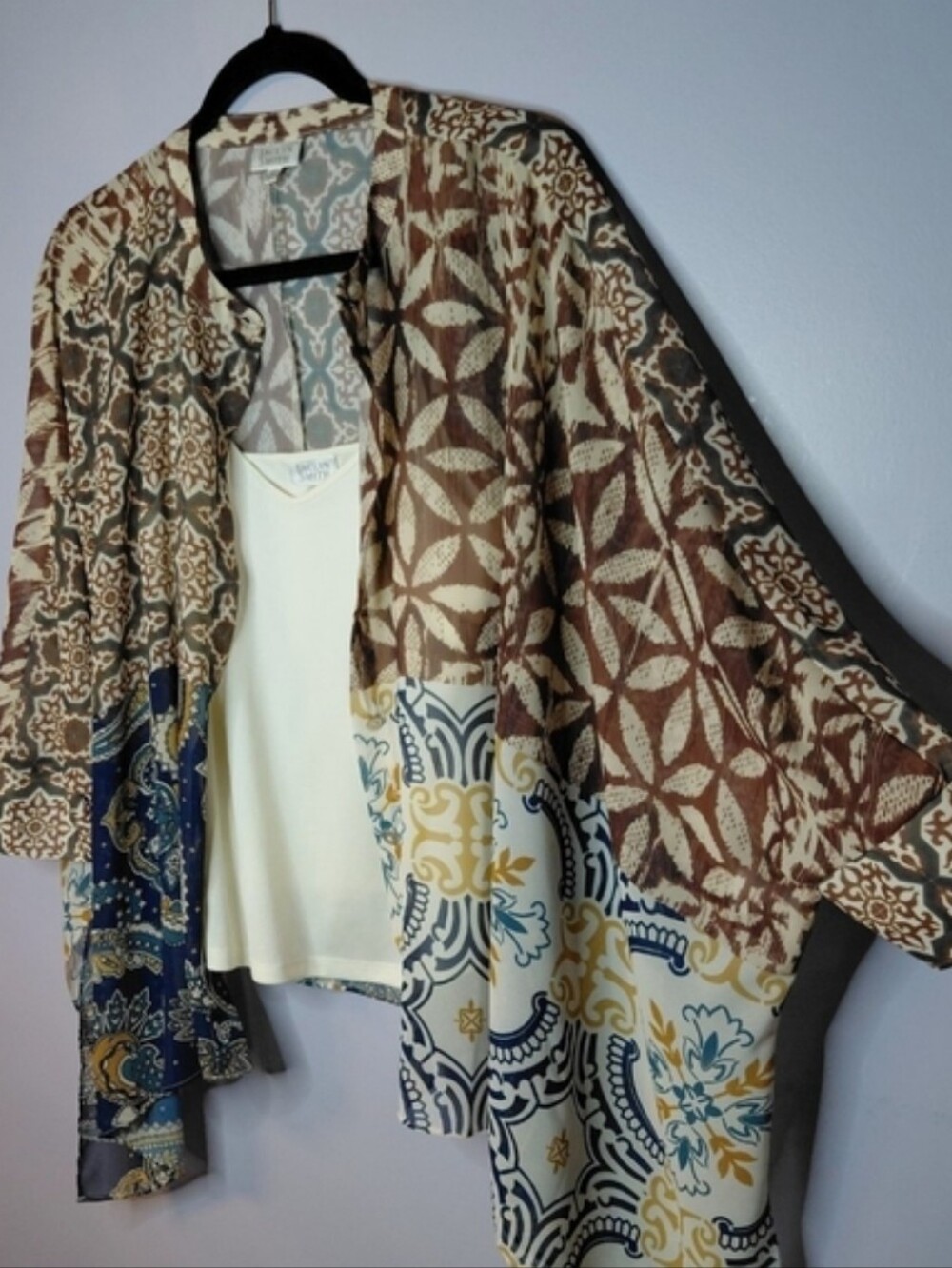 Jaclyn Smith Multi-Pattern Open Kimono Cardigan